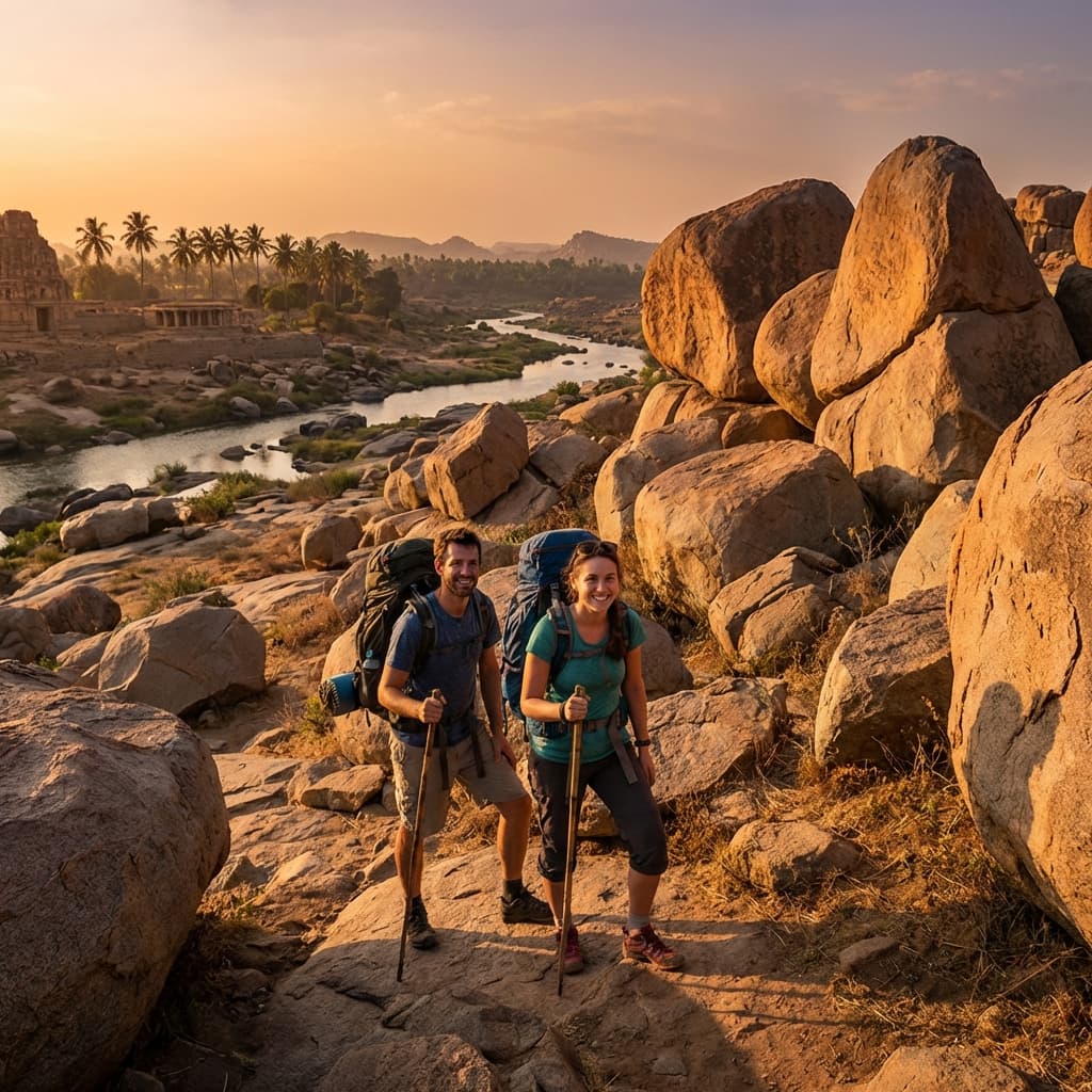 Hiking at Hampi Boulders